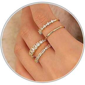 Gold Stackable Rings for Women Non Tarnish 14K Gold-plated Dainty Gold Ring Cubic Zirconia Engagement Ring Set Fashion Wedding Stacking Rings Prom Jewelry Gift