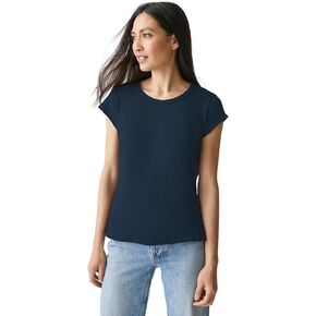Michael Stars Women's Trudy Crew Supima Cotton Short Sleeve Tee (One Size, Nocturnal)