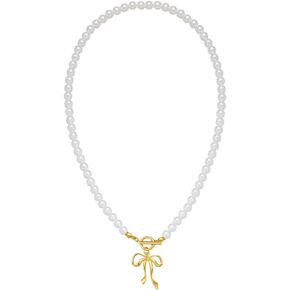 Dainty Gold Pendant Necklaces For Women Pearl Strands And Gold Chains With Bow Heart Charms