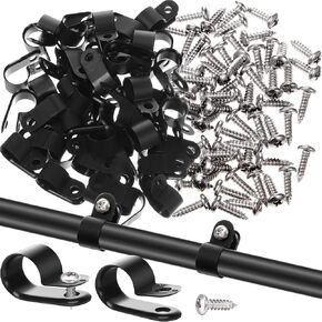 Hicarer 50 Pack R-Type Cable Clip Wire Clamp, Nylon Screw Mounting Cord Fastener Clips with 50 Pack Screws for Wire Management (1 Inch)