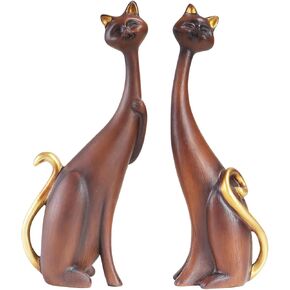 masteymoh 2 Cat Statues, Multicolor Cat Figurine Resin Home Decor Splash Color Starry Sky Cat Animal Sculpture Kitten Figurine Modern Home Office Desktop Decoration (Starry Sky KY147)