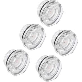 Air Compressor Oil Sight Glass, | 1/2" Male Thread | Hex Head Oil Liquid Level Indicator Glass Window - (Applications: for Gearbox Fittings), 5-Pieces