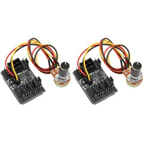 2 Pcs PWM PC Case Cooling Fan Hub, 3 Pin 4 Pin PC Fan Controller Fan Adapter PWM PC Case Cooling Fan Hub 8 Way Splitter Potentiometer Extension Cable 12V Speed Controller