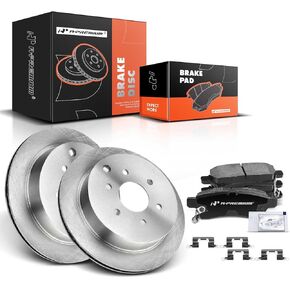 A-Premium 11.65 inch (296mm) Front Vented Disc Brake Rotors + Ceramic Pads Kit Compatible with Select Nissan and Suzuki Models - Frontier 2005-2019, Pathfinder 2005-2012, Xterra 05-15, Equator 09-12