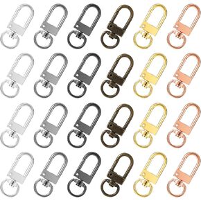 24 PCS Metal Lobster Claw Clasps 6 Colors Swivel Clasps Lanyard Snap Hooks Strap with Key Rings for Bag Key Chains Connector Jewelry DIY Making Supplies