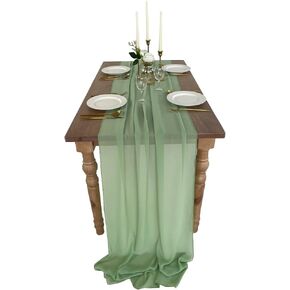 Chiffon Table Runner, 10ft Romantic Wedding Runner Sheer Bridal Party Decorations (29 x 120 inch, Teal Blue)