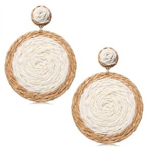 Rattan Earrings Boho Summer Beach Raffia Earrings for Women Handmade Rattan Ball Disc Dangle Drop Earrings Vacation Accessory Gifts
