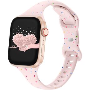 Slim Thin Narrow Bands Compatible with Apple Watch 38mm 40mm 41mm 42mm 44mm 45mm 49mm, Replacement Soft Silicone Sport Strap Wristbands for iWatch Series 9/8/7/6/5/4/3/2/1 Ultra/Ultra SE Women Men