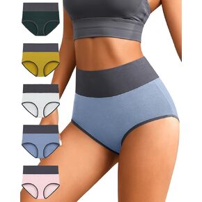 K-CHEONY High Waisted Underwear for Women Cotton Tummy Control Panties Full Coverage Soft Breathable Ladies Briefs