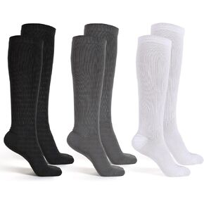 3 Pair Replacement Sock Liner Walking Boot Sock Breathable Socks for Compression Walking Boot Walker Brace Cast Boot Women and Men, One Size Fits Most, Black, Gray, White