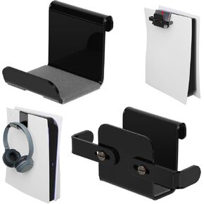 Cosmos Set of 2 Hanger Hook for Holding Hard Drive & Headphone/Controller - Hard Drive Holder Organizer, Headphone/Controller Stand Hanger Holder Compatible with PS5 Console (Acrylic - Black)