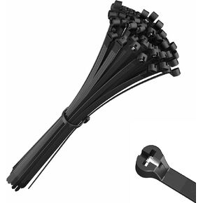 intervisio Cable Ties with Metal Tooth Stainless Steel Locking Device 14" X 0.18“, Zip Ties UV Resistant, Black, 100 Pieces