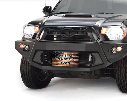 Try That in A Small Town -Printed Vanity Front License Plate Tag (American Flag Metal) in Saudi Arabia
