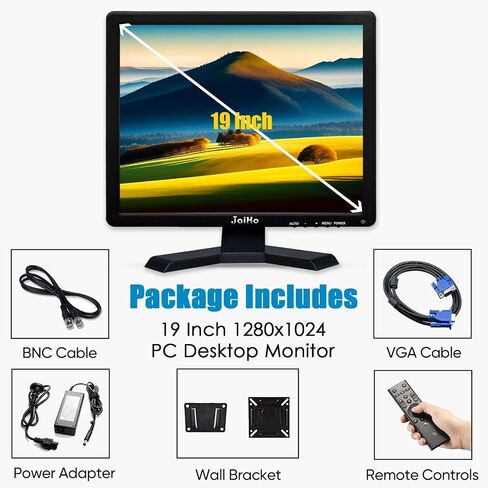 JaiHo 12-Inch 4:3 Security Monitor, 800x600 No Image Stretching CCTV Screen with Metal Housing, BNC HDMI VGA AV USB Input, Industrial Display with Built-in Speakers Remote Control & VESA Mount in Saudi Arabia