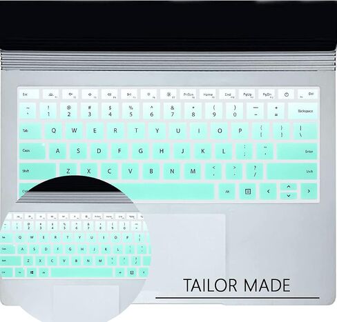 Silicone Keyboard Cover Skin for Microsoft Surface Laptop 3 13.5" and 15" 2019 Released/for Microsoft Surface Book 3 13.5" and 15",Keyboard Protector with Cute Print,US Layout Mint Green in Saudi Arabia