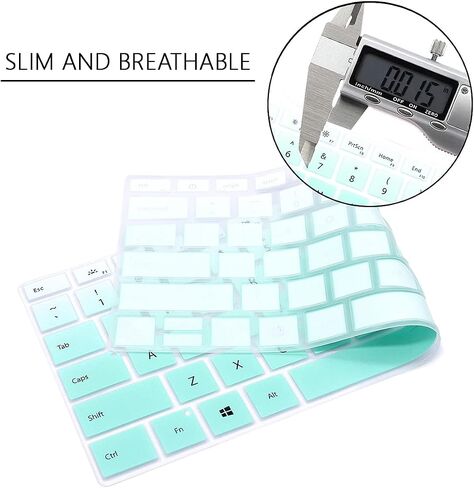 Silicone Keyboard Cover Skin for Microsoft Surface Laptop 3 13.5" and 15" 2019 Released/for Microsoft Surface Book 3 13.5" and 15",Keyboard Protector with Cute Print,US Layout Mint Green in Saudi Arabia