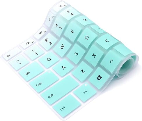 Silicone Keyboard Cover Skin for Microsoft Surface Laptop 3 13.5" and 15" 2019 Released/for Microsoft Surface Book 3 13.5" and 15",Keyboard Protector with Cute Print,US Layout Mint Green in Saudi Arabia