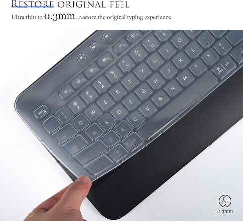 غطاء لوحة المفاتيح للوحة المفاتيح اللاسلكية لوجيتك سيجنتشر K650 كومفورت كاملة الحجم، لوجيتك سيجنتشر K650 مع واقي لوحة مفاتيح بلوتوث لمسند المعصم - شفاف in Kuwait
