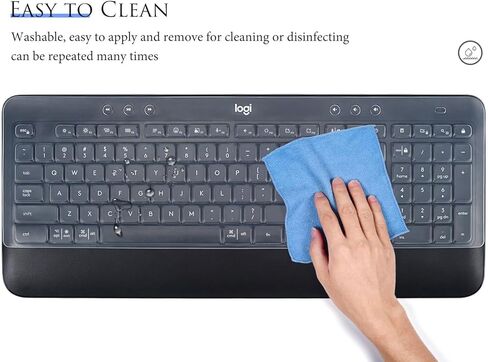 غطاء لوحة المفاتيح للوحة المفاتيح اللاسلكية لوجيتك سيجنتشر K650 كومفورت كاملة الحجم، لوجيتك سيجنتشر K650 مع واقي لوحة مفاتيح بلوتوث لمسند المعصم - شفاف in Kuwait