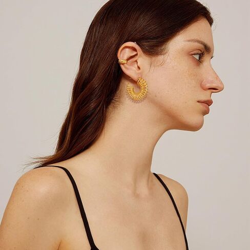 Chunky Gold Hoop Earrings for Women Gold Earrings Fashion Jewelry Gifts for Women in Saudi Arabia