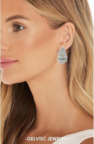 Teardrop Earrings for Women Chunky Gold Rhinestone Earrings Cubic Zirconia Silver Hoop Earrings for Water Drop Earrings Valentine's Day Christmas Jewelry Gift for Women Friend Lover Mom in Saudi Arabia