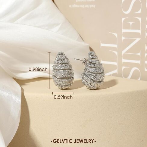 Teardrop Earrings for Women Chunky Gold Rhinestone Earrings Cubic Zirconia Silver Hoop Earrings for Water Drop Earrings Valentine's Day Christmas Jewelry Gift for Women Friend Lover Mom in Saudi Arabia