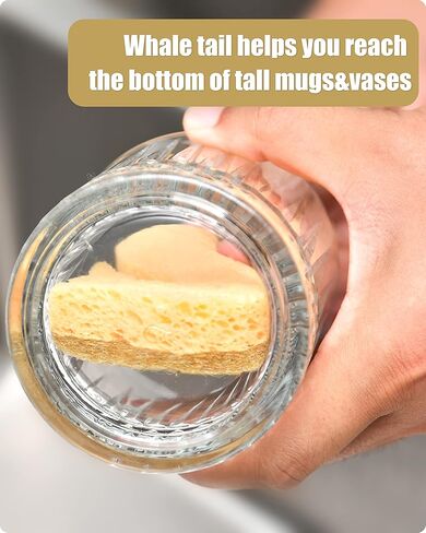 إسفنجات طبيعية 12 قطعة، إسفنجات تنظيف صديقة للبيئة للمطبخ، وسادات تنظيف نباتية قابلة للتحلل البيولوجي غير قابلة للخدش لتنظيف الأطباق، خالية من الرائحة، على شكل حوت in Kuwait