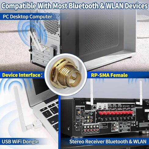 Dual Band WiFi Antenna 2.4GHz 5GHz 5.8GHz 9dBi MIMO RP-SMA Male Antenna for WiFi Router Wireless Network Card USB Adapter Security IP Camera Video Surveillance Monitor - 2Pack in Saudi Arabia