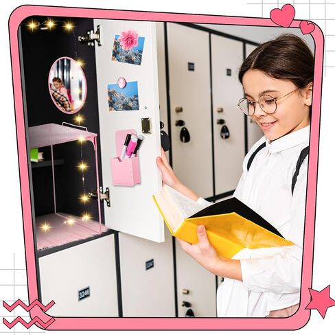 Patelai 12 Pcs Locker Organizer Decorating Kit Back to School Essentials Include Pen Holder Locker Organizer Shelf Mirror Faux Fur Rug Whiteboard with Marker Magnet String Light for Girls (Blue) in Saudi Arabia