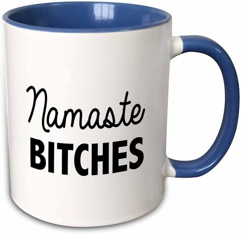 3dRose Namaste Bitches Mug, 11 oz, Black/White in Saudi Arabia