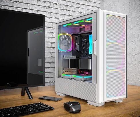 MONTECH Sky Two، زجاج مقسى مزدوج، مراوح 4X PWM ARGB مثبتة مسبقًا، حقيبة كمبيوتر ATX Gaming Mid Tower، النوع C، أداء تدفق هواء عالي - أزرق مغربي in Kuwait