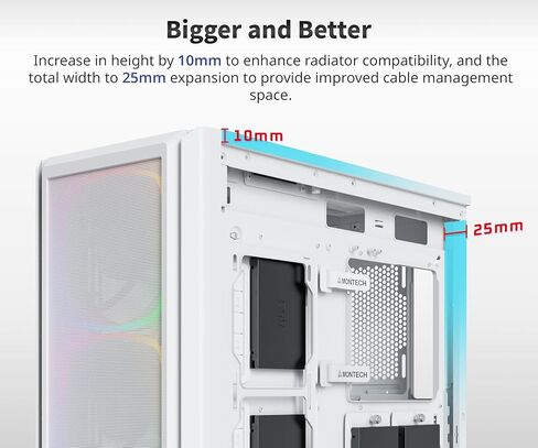 MONTECH Sky Two، زجاج مقسى مزدوج، مراوح 4X PWM ARGB مثبتة مسبقًا، حقيبة كمبيوتر ATX Gaming Mid Tower، النوع C، أداء تدفق هواء عالي - أزرق مغربي in Kuwait
