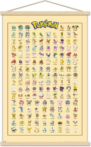 Trends International Pokémon - Kanto Grid Wall Poster, 22.375" x 34", Print and Black Hanger Bundle in Saudi Arabia