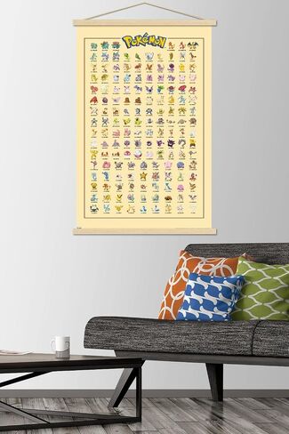 Trends International Pokémon - Kanto Grid Wall Poster, 22.375" x 34", Print and Black Hanger Bundle in Saudi Arabia