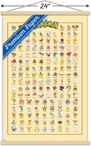 Trends International Pokémon - Kanto Grid Wall Poster, 22.375" x 34", Print and Black Hanger Bundle in Saudi Arabia