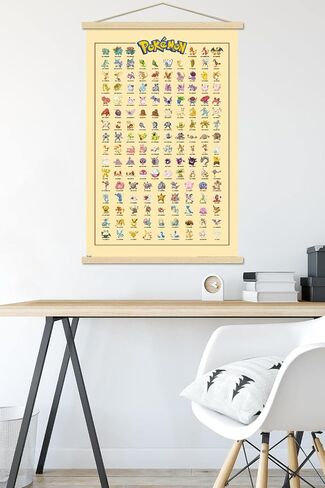 Trends International Pokémon - Kanto Grid Wall Poster, 22.375" x 34", Print and Black Hanger Bundle in Saudi Arabia