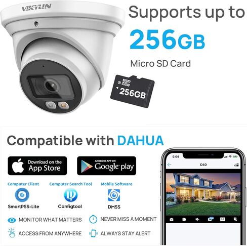 كاميرا برجية 4K 8MP IP POE للأماكن الخارجية، رؤية ليلية ذكية ذات لون فاتح مزدوج، اكتشاف الإنسان/المركبة، سلك التعثر/التسلل، الردع النشط، ميكروفون مدمج، SD (256 جيجابايت)، مراقبة مجال الرؤية 132 درجة in Kuwait