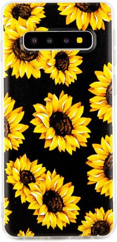 Phone Case Compatible with Galaxy S10 Case,Black Sunflower Pattern Cute Floral Case Soft TPU Back Cover for Samsung Galaxy S10 6.1 inch in Kuwait