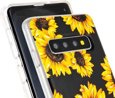 Phone Case Compatible with Galaxy S10 Case,Black Sunflower Pattern Cute Floral Case Soft TPU Back Cover for Samsung Galaxy S10 6.1 inch in Kuwait
