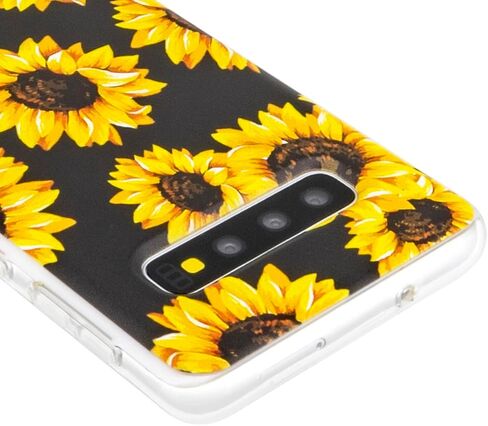Phone Case Compatible with Galaxy S10 Case,Black Sunflower Pattern Cute Floral Case Soft TPU Back Cover for Samsung Galaxy S10 6.1 inch in Kuwait