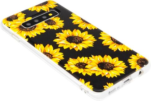 Phone Case Compatible with Galaxy S10 Case,Black Sunflower Pattern Cute Floral Case Soft TPU Back Cover for Samsung Galaxy S10 6.1 inch in Kuwait