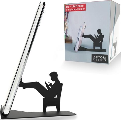 حامل هاتف خلوي من Artori Design للمكتب - حامل هاتف ذكي للمكتب أو المنزل - حامل هاتف لطيف لتسجيل مشاهدة مقاطع الفيديو والألعاب أو مكالمات الفيديو - حامل هاتف فريد للأجهزة اللوحية والهواتف المحمولة in Kuwait