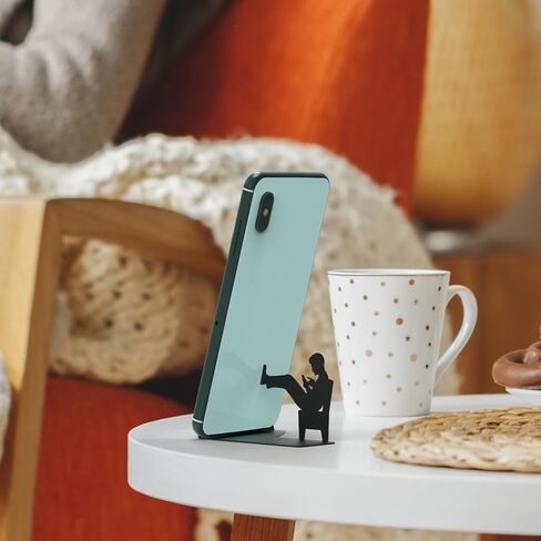 حامل هاتف خلوي من Artori Design للمكتب - حامل هاتف ذكي للمكتب أو المنزل - حامل هاتف لطيف لتسجيل مشاهدة مقاطع الفيديو والألعاب أو مكالمات الفيديو - حامل هاتف فريد للأجهزة اللوحية والهواتف المحمولة in Kuwait