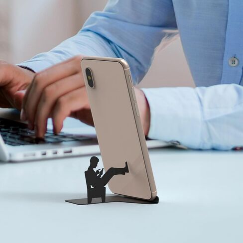حامل هاتف خلوي من Artori Design للمكتب - حامل هاتف ذكي للمكتب أو المنزل - حامل هاتف لطيف لتسجيل مشاهدة مقاطع الفيديو والألعاب أو مكالمات الفيديو - حامل هاتف فريد للأجهزة اللوحية والهواتف المحمولة in Kuwait
