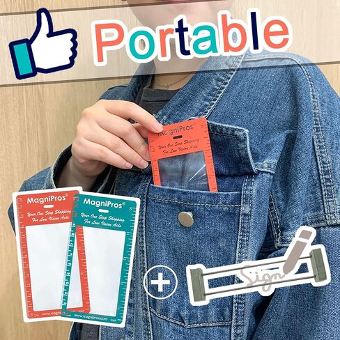 MAGDEPO Signature Writing Guide for Blind and Low Vision with 2 Pocket 3X Bookmark Magnifier for Reading Books in Saudi Arabia