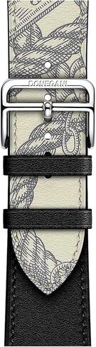 سوار جلد DONEGANI LB1 متوافق مع سلسلة ساعات Hermes Apple Watch Ultra 9 8 7 6 5 4 3 2 1 SE｜49mm 45mm 44mm 42mm 41mm 40mm 38mm للرجال والنساء iWatch باللون البني in Kuwait