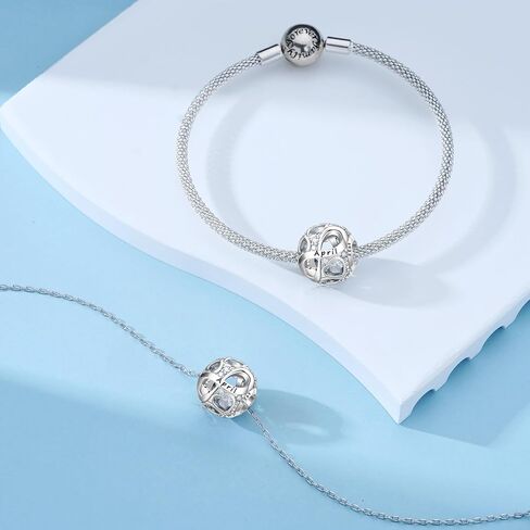 Birthstone Charm for Charm Bracelet, 925 Sterling Silver Infinity Love Heart Bead Charm for Bracelet and Necklace, Happy Birthday Mother's day Christmas Jewelry Gifts for Women in Saudi Arabia