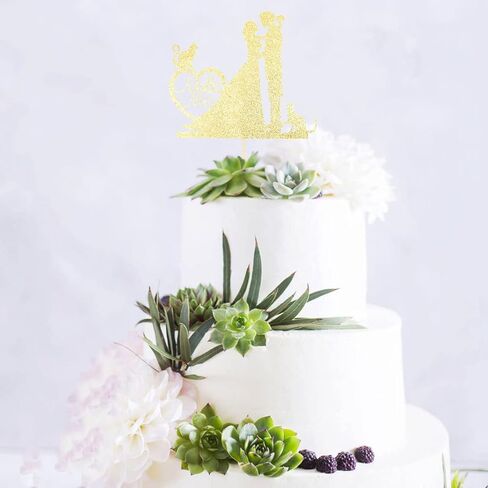 غلاف كعكة السيد والسيدة، العروس والعريس مع القطط صورة ظلية لتزيين كعكة الزفاف، زينة حفلات الحيوانات الأليفة للقطط، ذهبي لامع in Kuwait