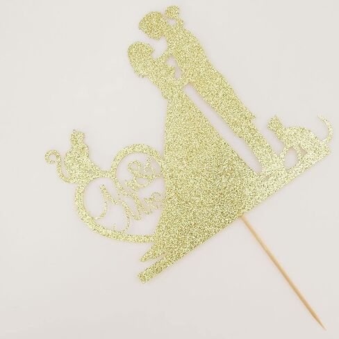 غلاف كعكة السيد والسيدة، العروس والعريس مع القطط صورة ظلية لتزيين كعكة الزفاف، زينة حفلات الحيوانات الأليفة للقطط، ذهبي لامع in Kuwait