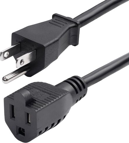 StarTech.com سلك تمديد عالي التحمل بطول 15 قدم (4.5 م)، سلك تمديد NEMA 5-15P إلى NEMA 5-15R، 15A 125V، 14AWG، كابل طاقة تمديد ثقيل، سلك طاقة تيار متردد عالي التحمل، أسود (HX-15F-POWER- حبل) in Kuwait